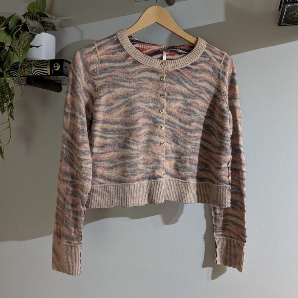 Free People | Nocturnal Patterned Cashmere Cardi Tiger Cardigan | Women's Large